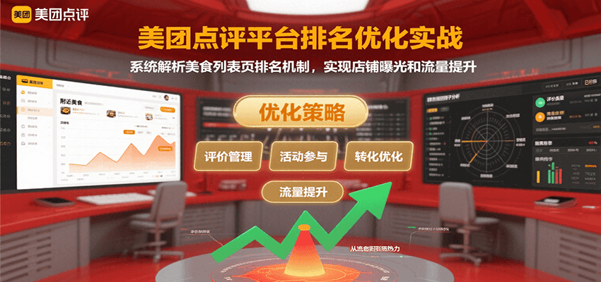 美团点评平台排名优化实战，系统解析美食列表页排名机制，实现店铺曝光和流量提升-轻创终点站