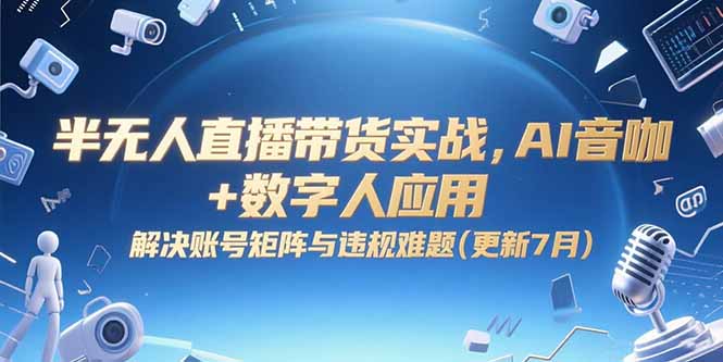 半无人直播带货实战，AI音咖+数字人应用 解决账号矩阵与违规难题(更新7月-轻创终点站