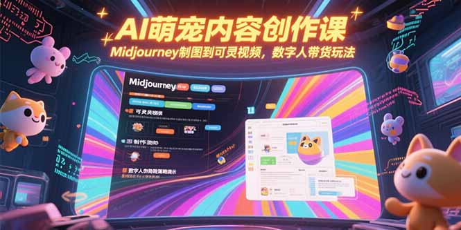 AI萌宠内容创作课，Midjourney制图到可灵视频，数字人带货玩法-轻创终点站