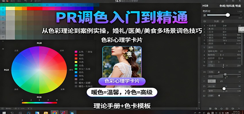PR调色入门到精通:从色彩理论到案例实操,婚礼/医美/美食多场景调色技巧-轻创终点站