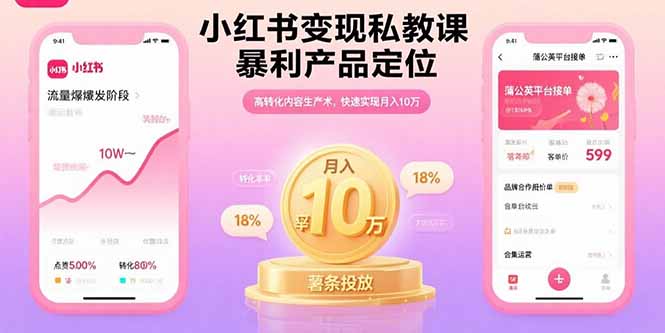 小红书变现私教课，暴利产品定位，高转化内容生产术，快速实现月入10万-轻创终点站