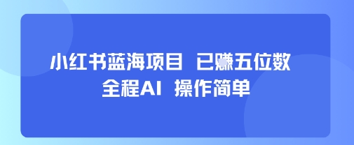小红书蓝海项目，全程AI，操作简单，已挣五位数-轻创终点站