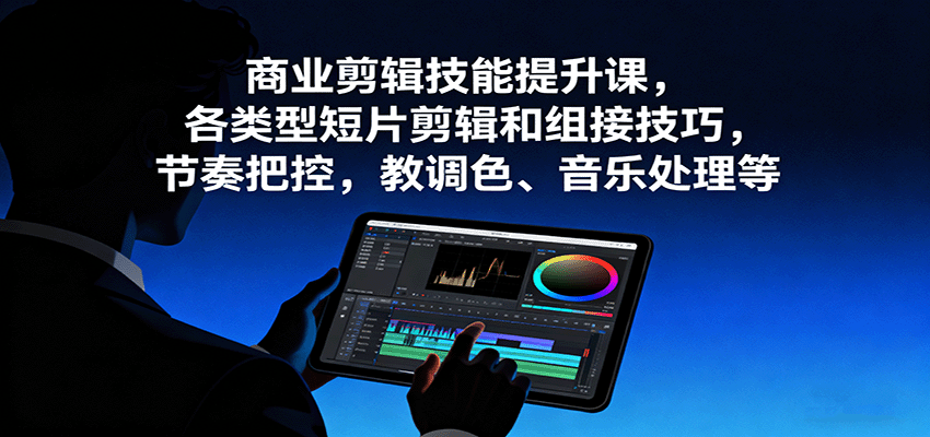 商业剪辑技能提升课，各类型短片剪辑和组接技巧，节奏把控，教调色、音乐处理等-轻创终点站