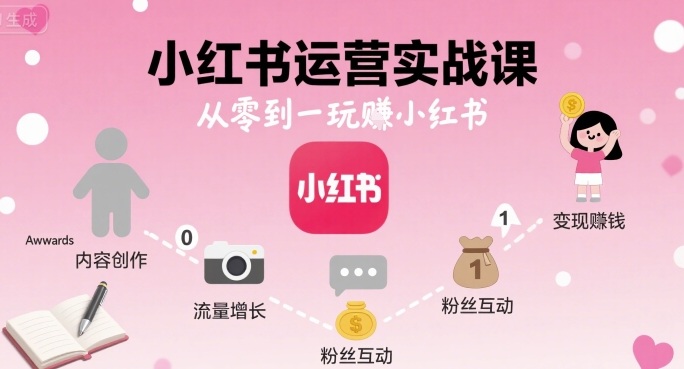 小红书运营实战课，从零到一玩賺小红书-轻创终点站