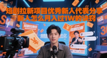 短剧拉新项目优秀新人代表分享新人怎么月入过1W的诀窍-轻创终点站