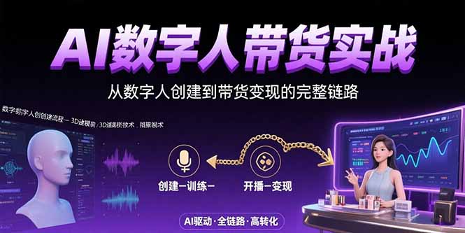 AI数字人+带货实战：从数字人创建到带货变现的完整链路-轻创终点站