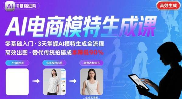 AI模特进阶课程，0基础高效生成逼真电商模特图-轻创终点站