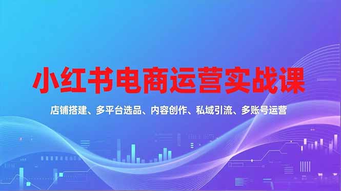 小红书电商运营实战课，店铺搭建、多平台选品、内容创作、私域引流、多账号运营等玩法-轻创终点站