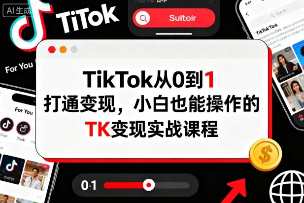 TikTok从0到1打通变现,小白也能操作的TK变现实战课程-轻创终点站