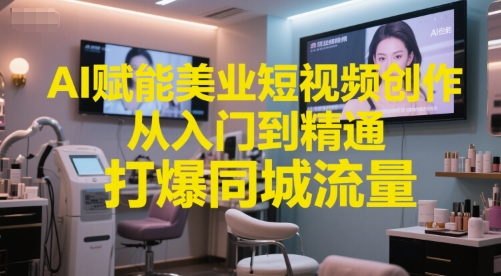 AI赋能美业短视频创作，从入门到精通，打爆同城流量，超级AI工具短视频实操落地-轻创终点站