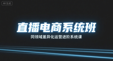 直播电商系统班，同领域差异化运营进阶系统课-轻创终点站