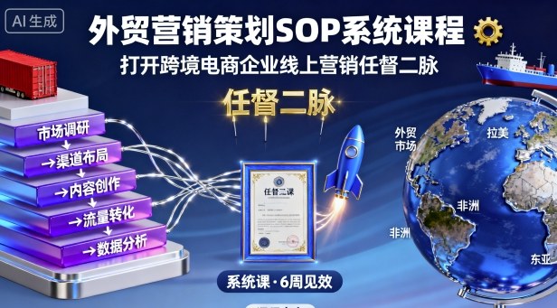 外贸营销策划SOP系统课程，打开跨境电商企业线上营销任督二脉-轻创终点站