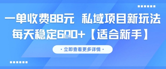 一单收费88元 私域项目新玩法 每天稳定6张+【适合新手】-轻创终点站