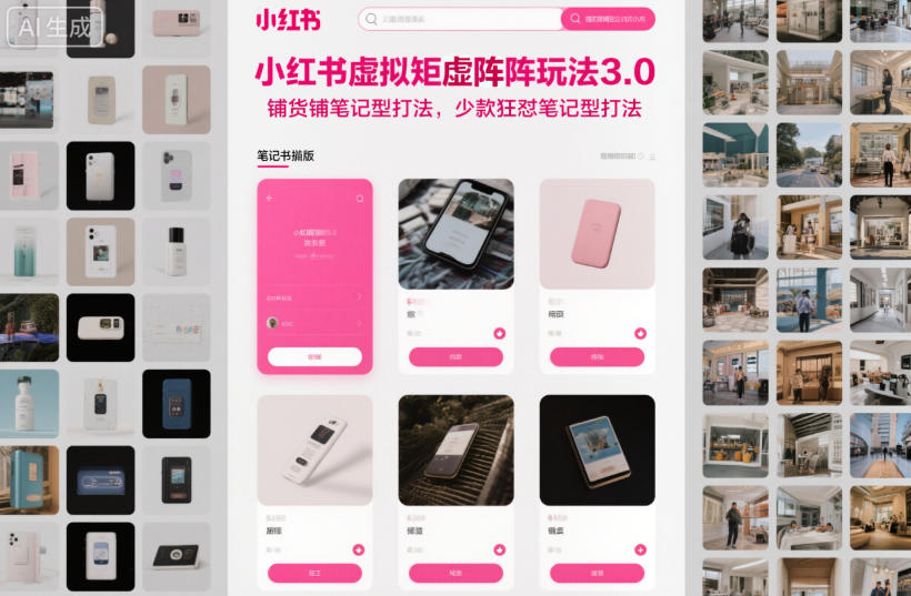 小红书虚拟矩阵玩法3.0，铺货铺笔记型打法，少款狂怼笔记型打法-轻创终点站