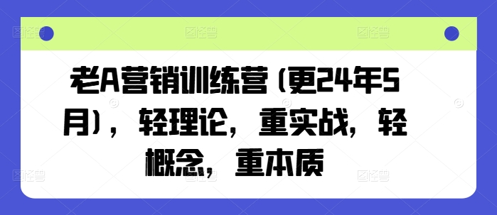 老A营销训练营(更25年7月)，轻理论，重实战，轻概念，重本质-轻创终点站