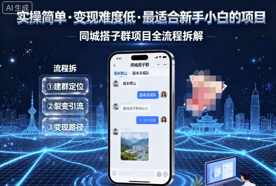 实操简单，变现难度低，最适合新手小白做的项目，每天轻松收入3张，同城搭子群项目全流程拆解-轻创终点站