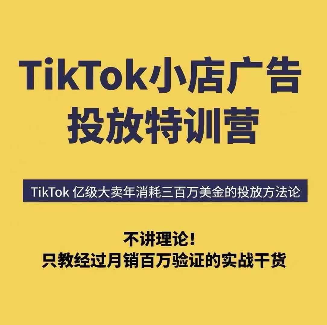 TikTok小店广告投放特训营，6天破局计划专治各种“投不动”，教你经过月销百万验证的实战干货-轻创终点站