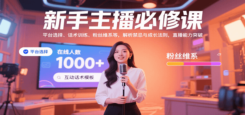 新手主播必修课：平台选择、话术训练、粉丝维系等，解析禁忌与成长法则，突破直播能力-轻创终点站