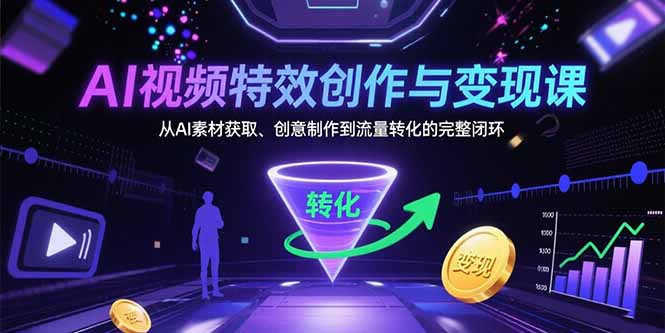 AI视频特效创作与变现课：从AI素材获取、创意制作到流量转化的完整闭环-轻创终点站