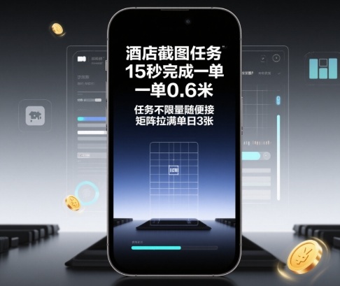 酒店截图任务,15秒完成一单,一单0.6米,任务不限量随便接,矩阵拉满单日3张【揭秘】-轻创终点站