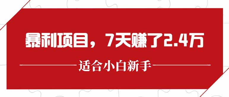 最新暴利项目，每单收益轻松在300以上，7天赚了2.4万-轻创终点站
