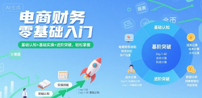 电商财务零基础入门，基础认知+基础实操+进阶突破，轻松掌握-轻创终点站