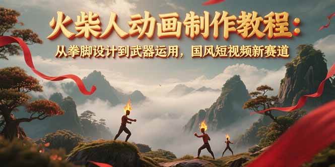 火柴人动画制作教程：从拳脚设计到武器运用，国风短视频新赛道-轻创终点站