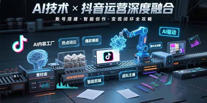 AI技术与抖音运营的深度融合应用：涵盖账号搭建、内容创作、收益变现等-轻创终点站