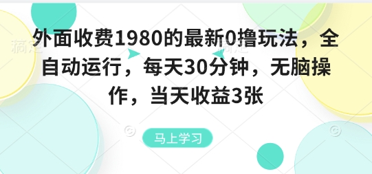 外面收费1980的最新0撸玩法，全自动挂G，每天30分钟，无脑操作，当天收益3张【揭秘】-轻创终点站