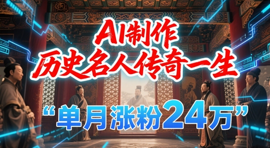 暴力起号！用AI制作历史名人传奇一生，单月涨粉24W，涨粉+变现赛道黑马来了-轻创终点站