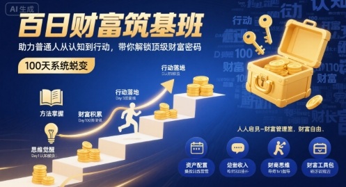 百日财富筑基班，助力普通人从认知到行动，带你解锁顶级财富密码-轻创终点站
