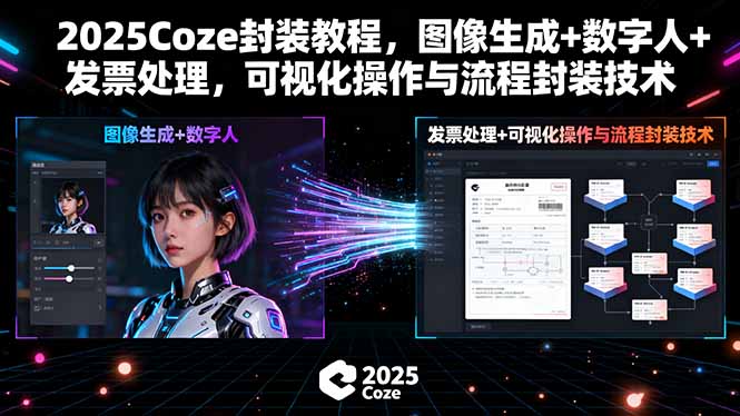 2025Coze封装教程，图像生成+数字人+发票处理，可视化操作与流程封装技术-轻创终点站