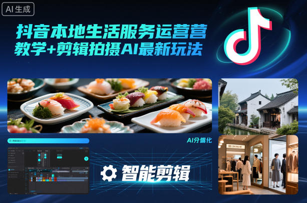 抖音本地生活服务运营教学+剪辑拍摄AI最新玩法-轻创终点站