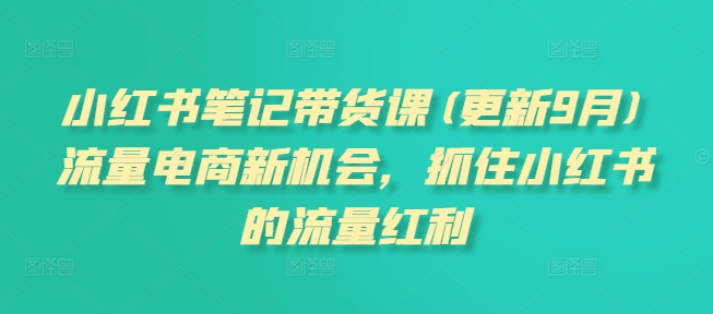 小红书笔记带货课(更新25年6月)流量电商新机会，抓住小红书的流量红利-轻创终点站