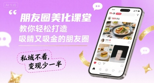 朋友圈美化课堂，教你轻松打造，吸睛又吸金的朋友圈，私域不看，变现少一半-轻创终点站
