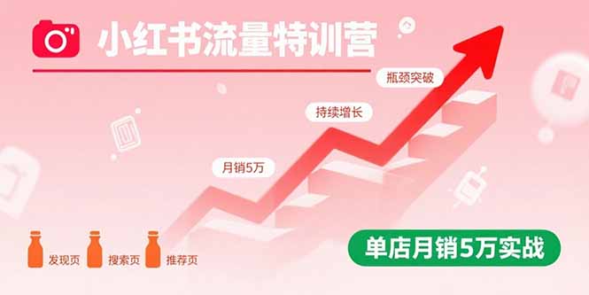 小红书流量特训营：突破流量瓶颈，实现店铺持续增长，单店月销5万实战-轻创终点站