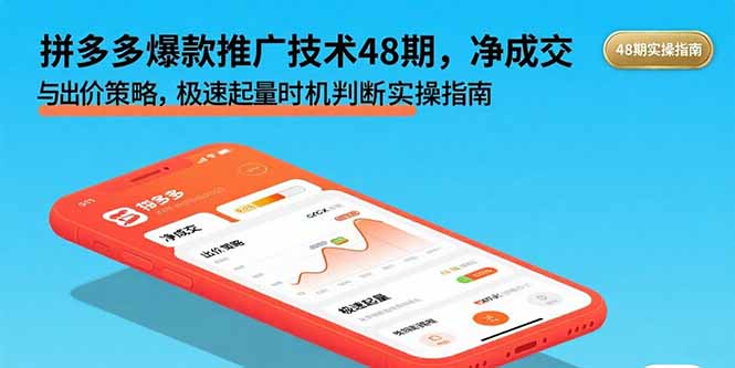拼多多爆款推广技术48期，净成交与出价策略，极速起量时机判断实操指南-轻创终点站