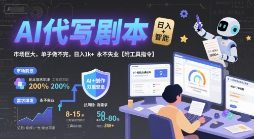 AI代写剧本，市场巨大，单子做不完，日入1k+ 永不失业【附工具指令】-轻创终点站