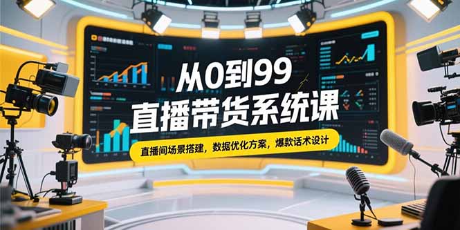 从0到99直播带货系统课，直播间场景搭建，数据优化方案，爆款话术设计-轻创终点站