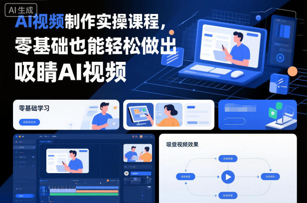 AI视频制作实操课程,零基础也能轻松做出吸睛AI视频-轻创终点站