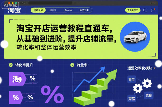 淘宝开店运营教程直通车,从基础到进阶,提升店铺流量,转化率和整体运营效率(更新11月)-轻创终点站