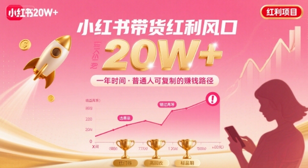 一年时间靠小红书带货项目年入20w+，最不能错的大红利项目-轻创终点站