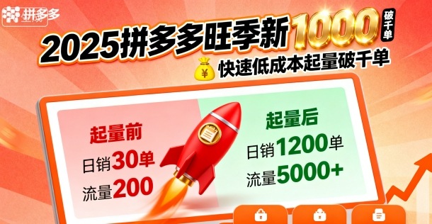 2025拼多多旺季新老店铺——快速低成本起量破千单-轻创终点站