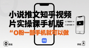 小说推文知乎视频图片实操课手机版，0粉一部手机就可以做-轻创终点站
