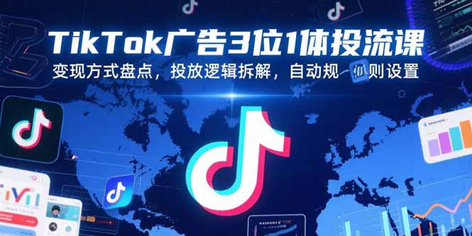 TikTok广告3位1体投流课，变现方式盘点，投放逻辑拆解，自动规则设置-轻创终点站