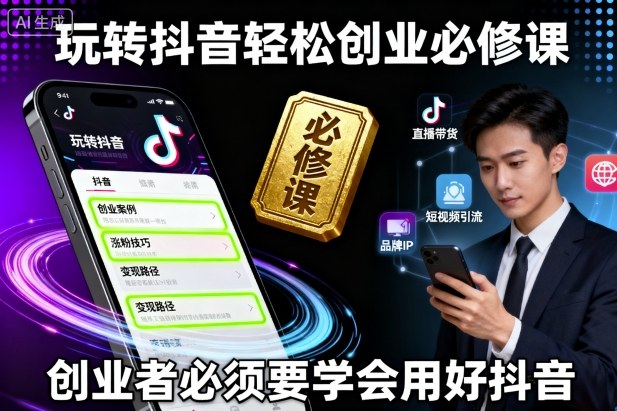 玩转抖音轻松创业必修课，创业者必须要学会用好抖音-轻创终点站