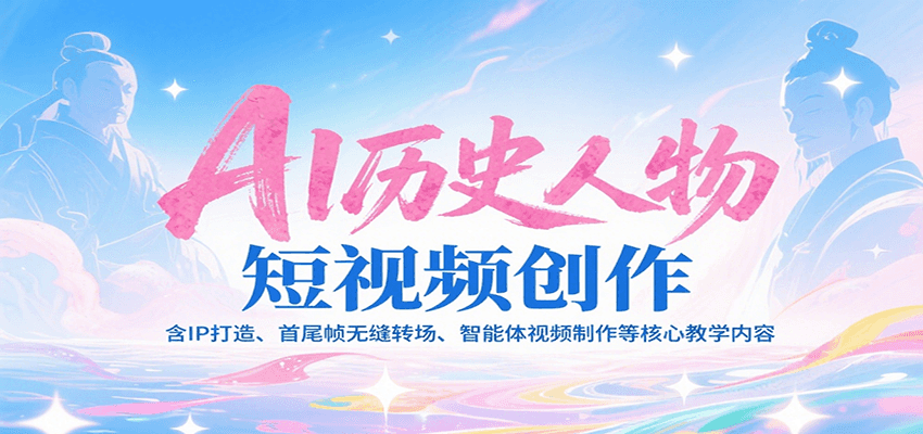 AI历史人物短视频创作，含IP打造、首尾帧无缝转场、智能体视频制作等核心教学内容-轻创终点站