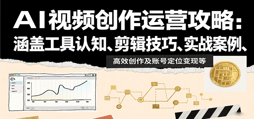 AI视频创作运营攻略：涵盖工具认知、剪辑技巧、实战案例、高效创作及账号定位变现等-轻创终点站