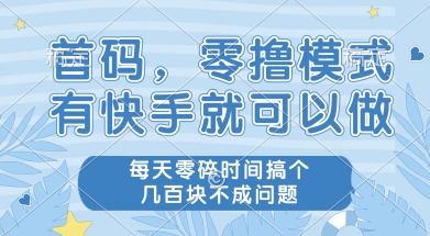 首码零撸项目，有快手就可以做，每天业务时间搞个几张不是问题【揭秘】-轻创终点站