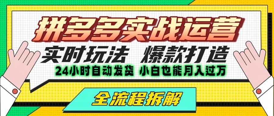 拼多多最新实战运营高投产：长久稳定项目，单店利润一天三位数-轻创终点站